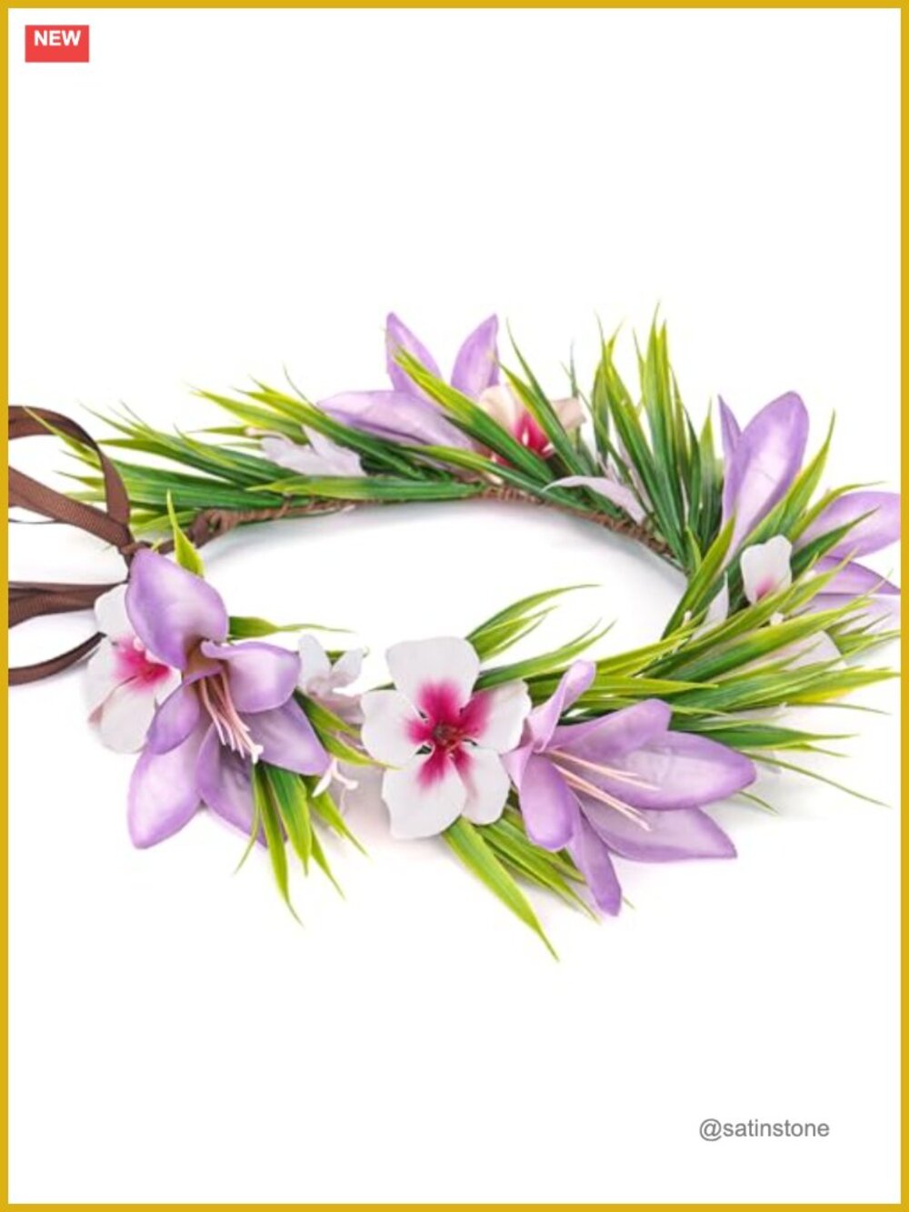 Hawaiian Flower Crown Headband Silk Floral Headpiece